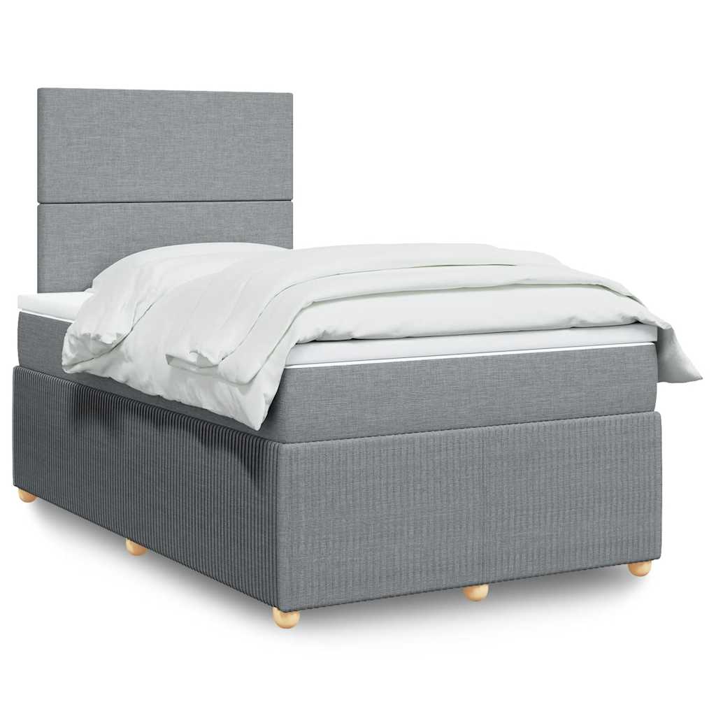 Boxspring met matras stof lichtgrijs 120x190 cm – afbeelding 1