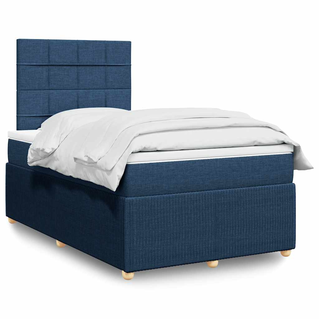 Boxspring met matras stof blauw 120x190 cm – afbeelding 1