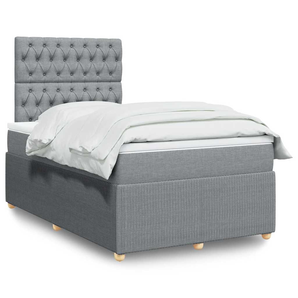 Boxspring met matras stof lichtgrijs 120x190 cm – afbeelding 1