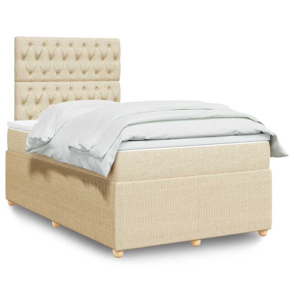 Boxspring met matras stof crèmekleurig 120x190 cm – afbeelding 1