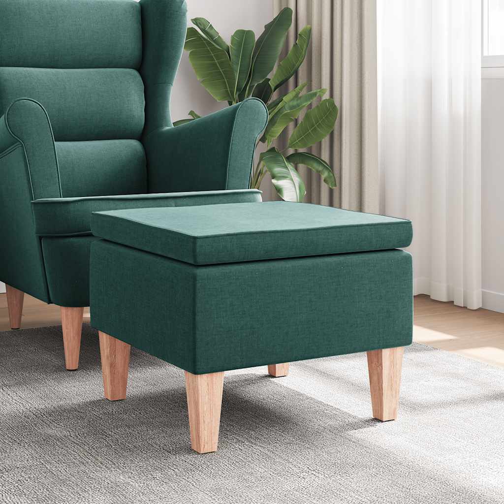 Kruk met houten poten stof donkergroen