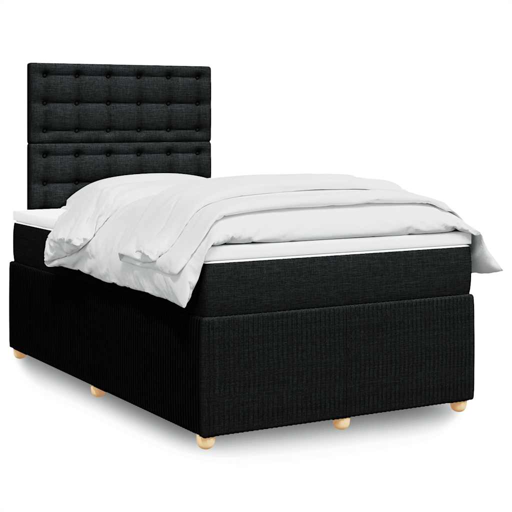 Boxspring met matras stof zwart 120x190 cm – afbeelding 1