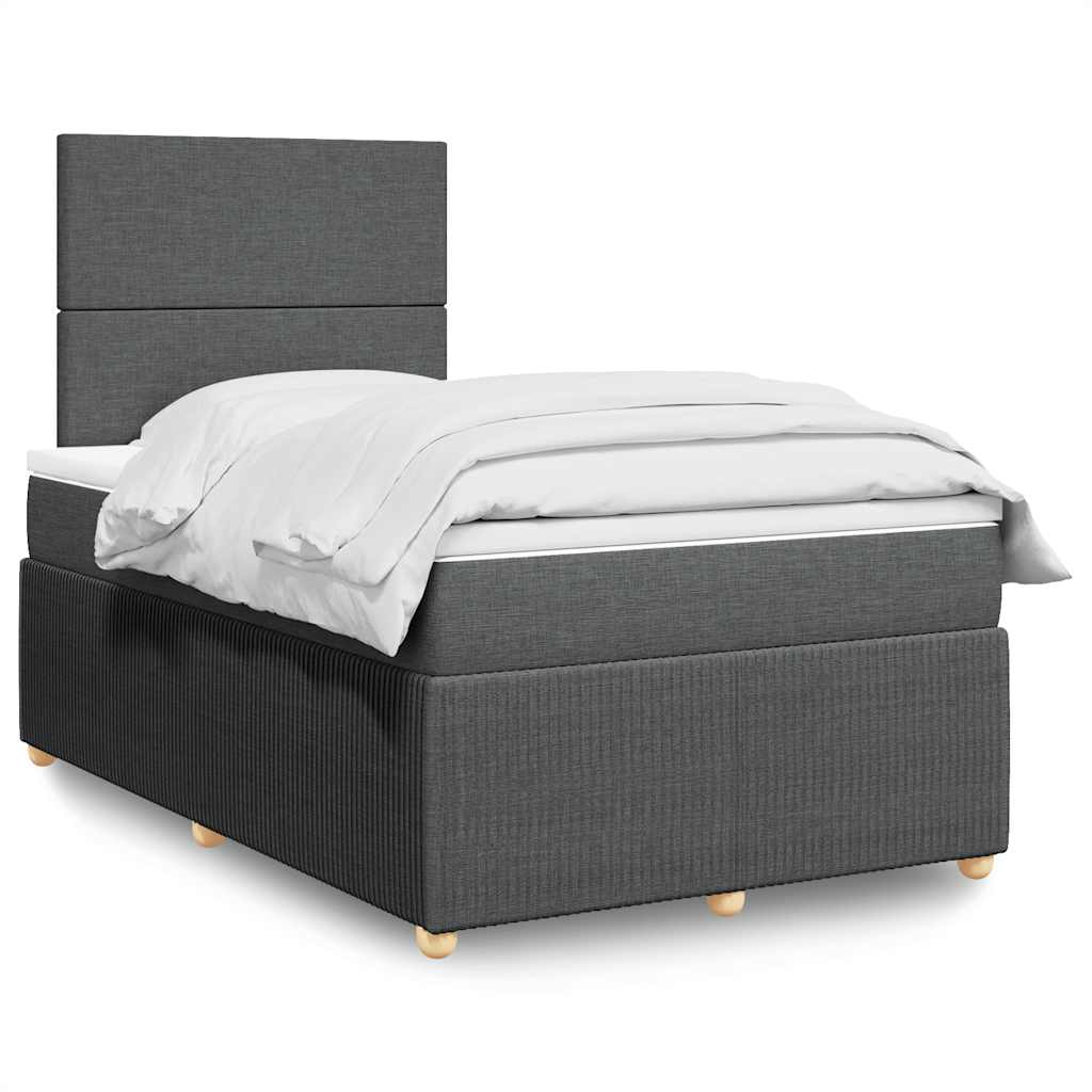 Boxspring met matras stof donkergrijs 120x200 cm – afbeelding 1