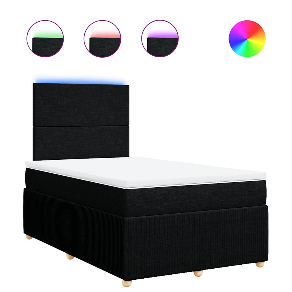Boxspring met matras stof zwart 120x200 cm – afbeelding 2