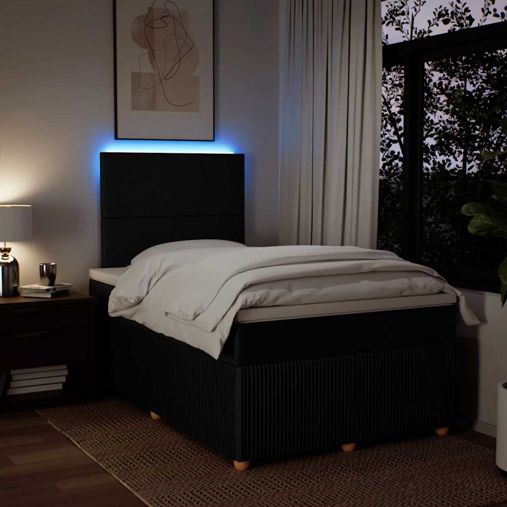 Boxspring met matras stof zwart 120x200 cm – afbeelding 4