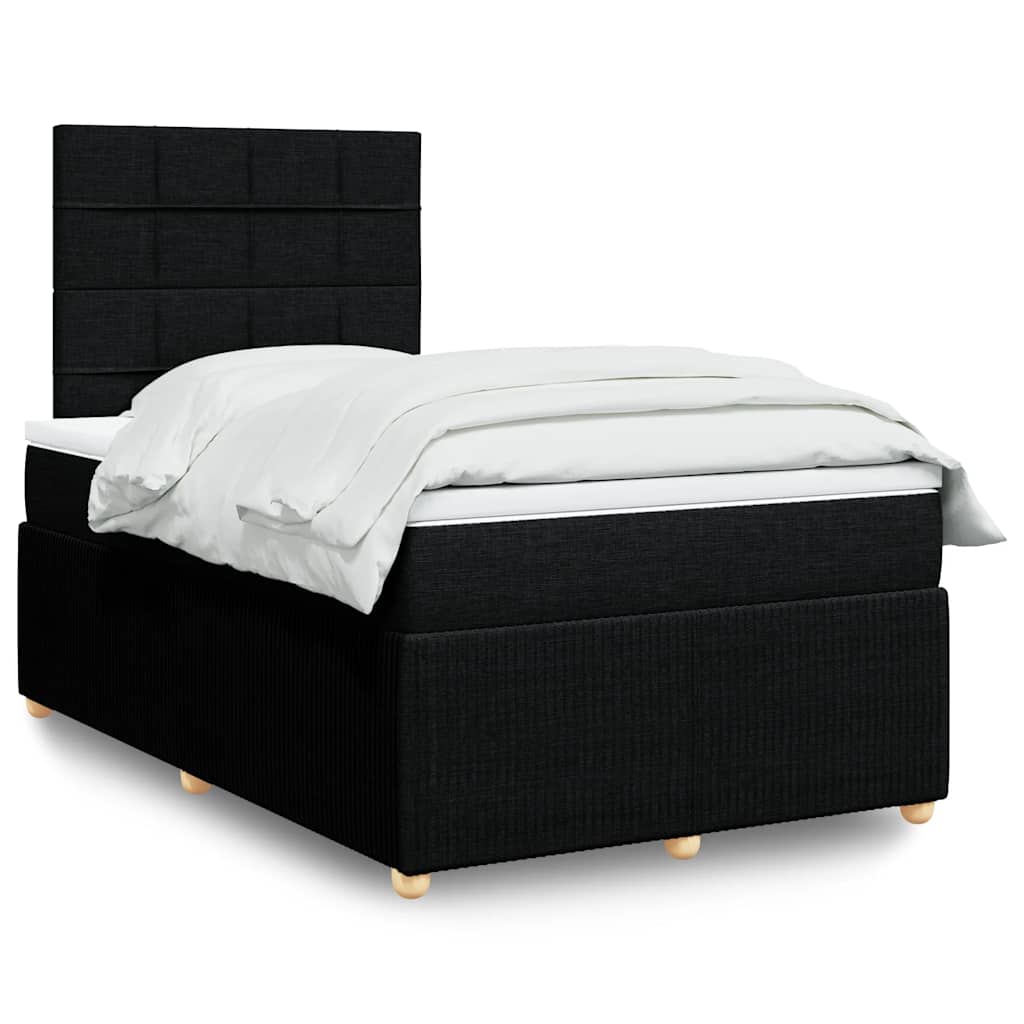 Boxspring met matras stof zwart 120x200 cm – afbeelding 1