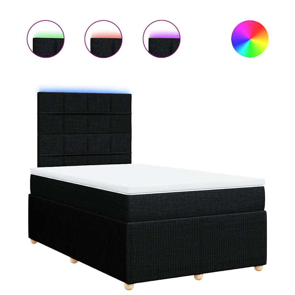 Boxspring met matras stof zwart 120x200 cm – afbeelding 2