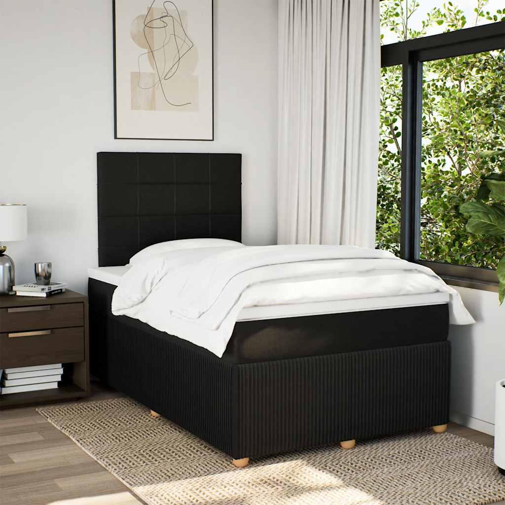 Boxspring met matras stof zwart 120x200 cm – afbeelding 4