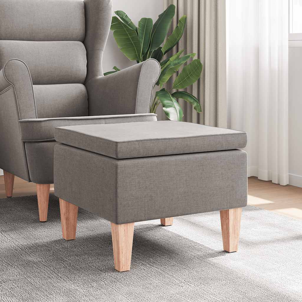 Kruk met houten poten stof taupe