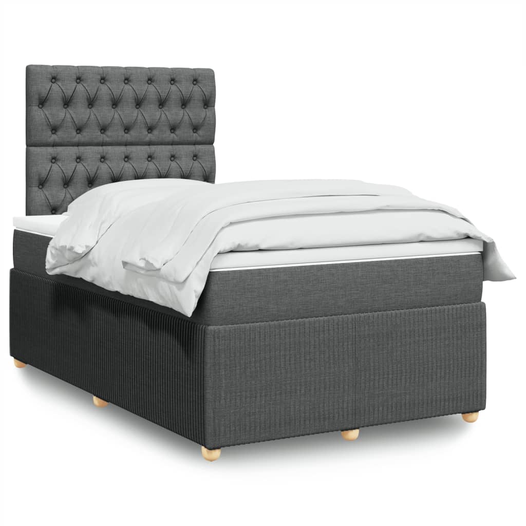 Boxspring met matras stof donkergrijs 120x200 cm – afbeelding 1