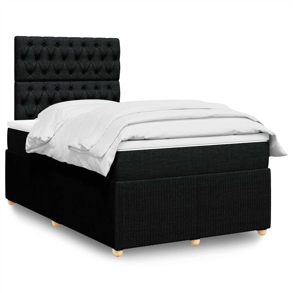 Boxspring met matras stof zwart 120x200 cm – afbeelding 1