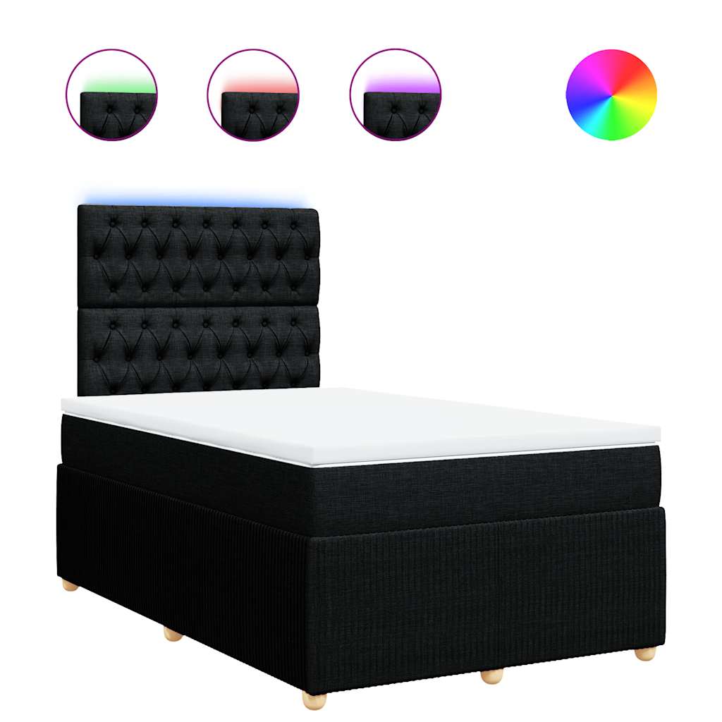 Boxspring met matras stof zwart 120x200 cm – afbeelding 2