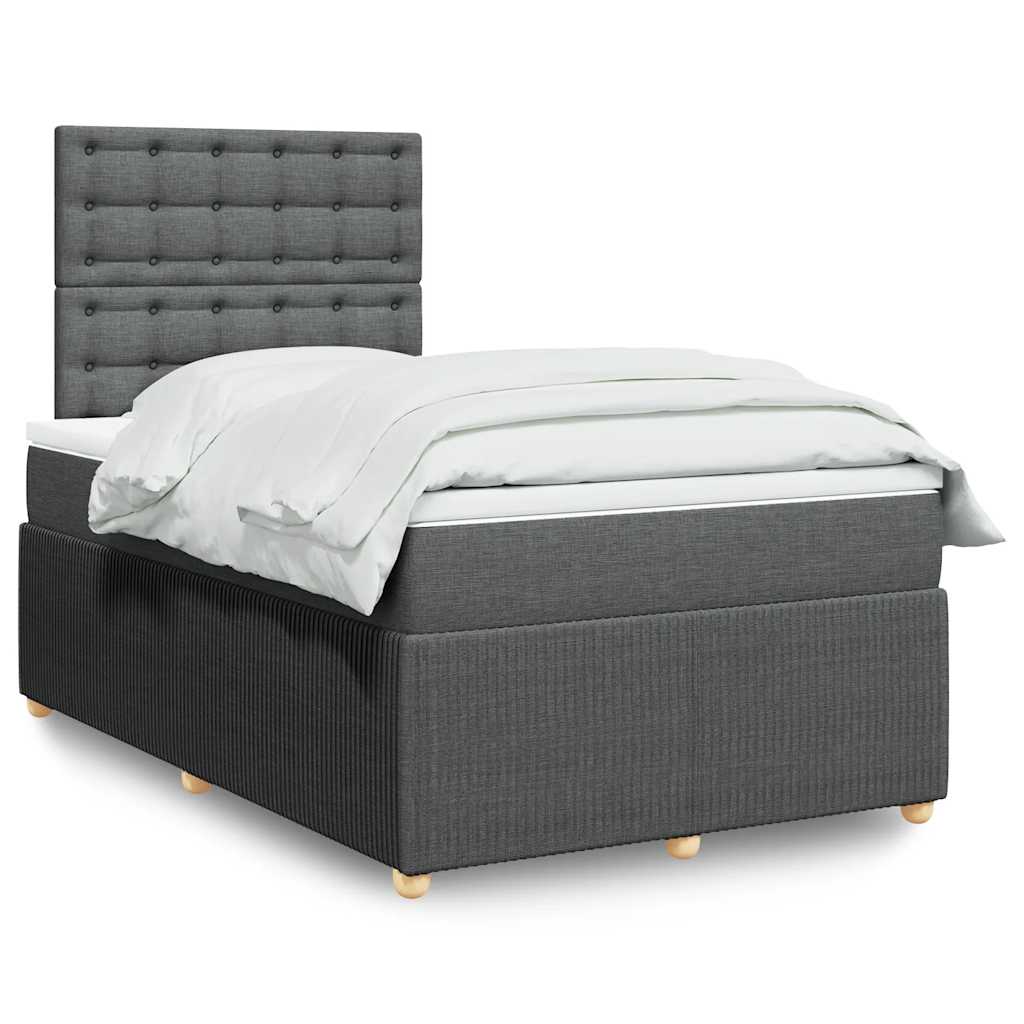 Boxspring met matras stof donkergrijs 120x200 cm – afbeelding 1