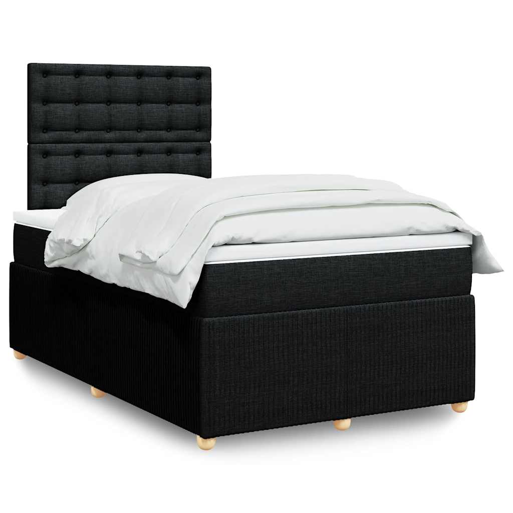 Boxspring met matras stof zwart 120x200 cm – afbeelding 1