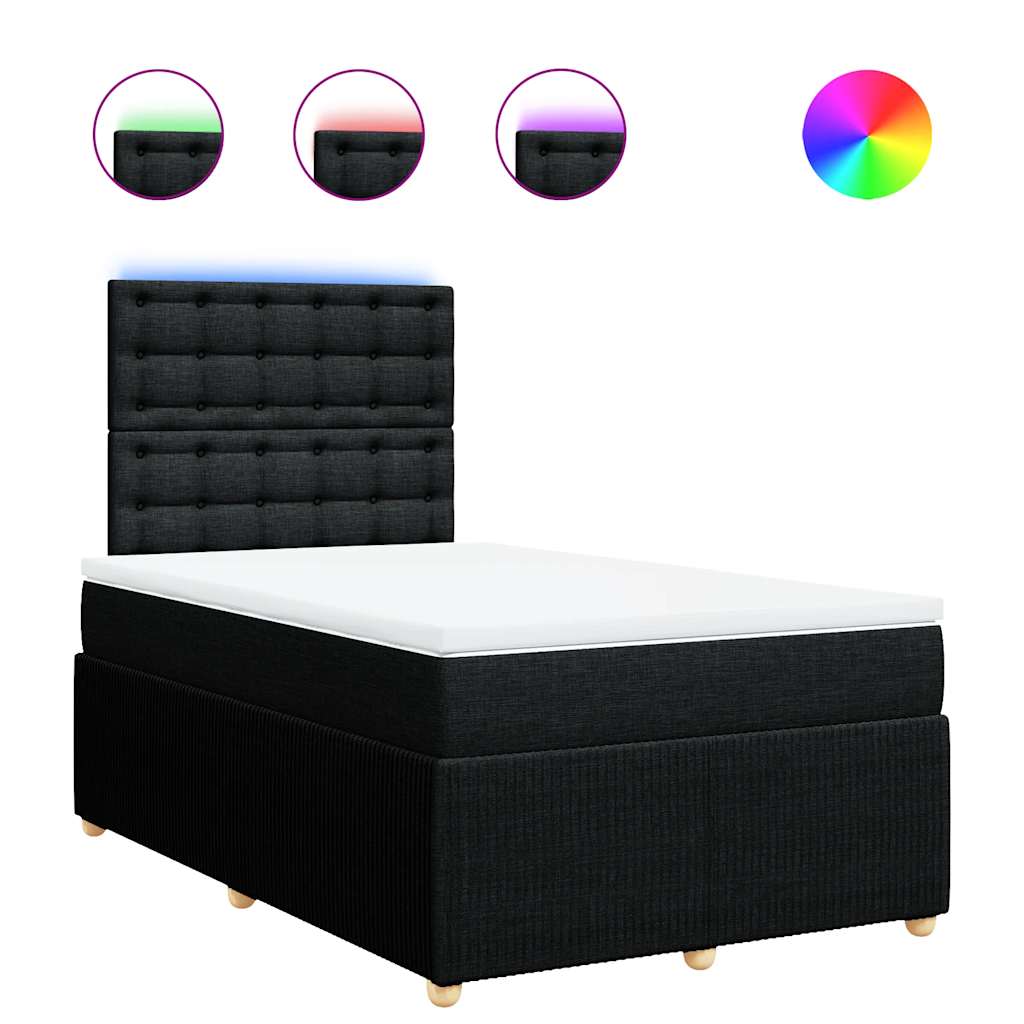 Boxspring met matras stof zwart 120x200 cm – afbeelding 2