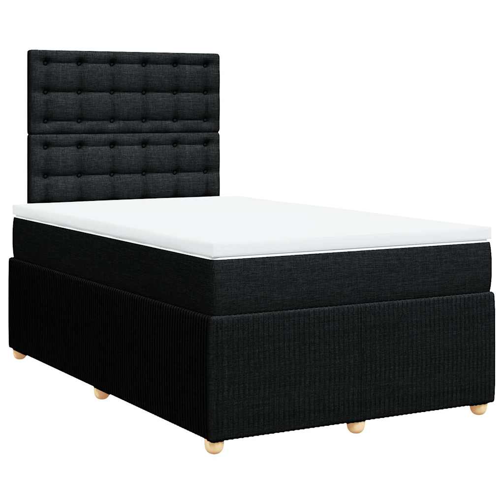 Boxspring met matras stof zwart 120x200 cm – afbeelding 3