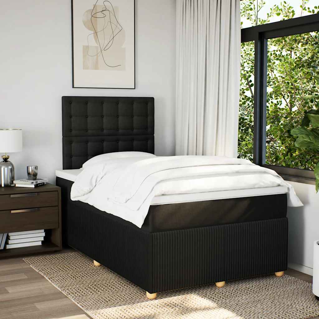Boxspring met matras stof zwart 120x200 cm – afbeelding 5