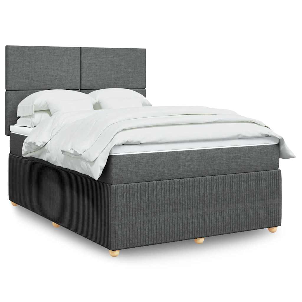 Boxspring met matras stof donkergrijs 140x190 cm – afbeelding 1