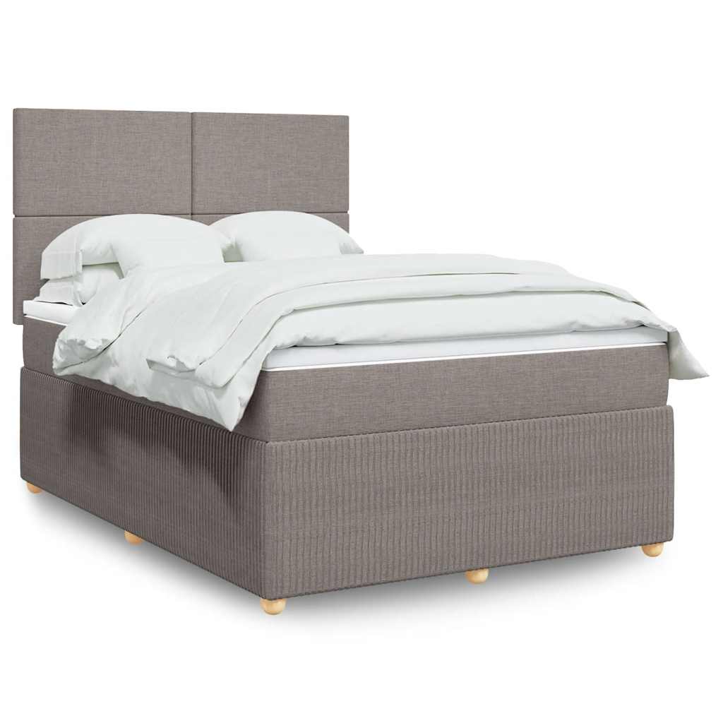 Boxspring met matras stof taupe 140x190 cm – afbeelding 1