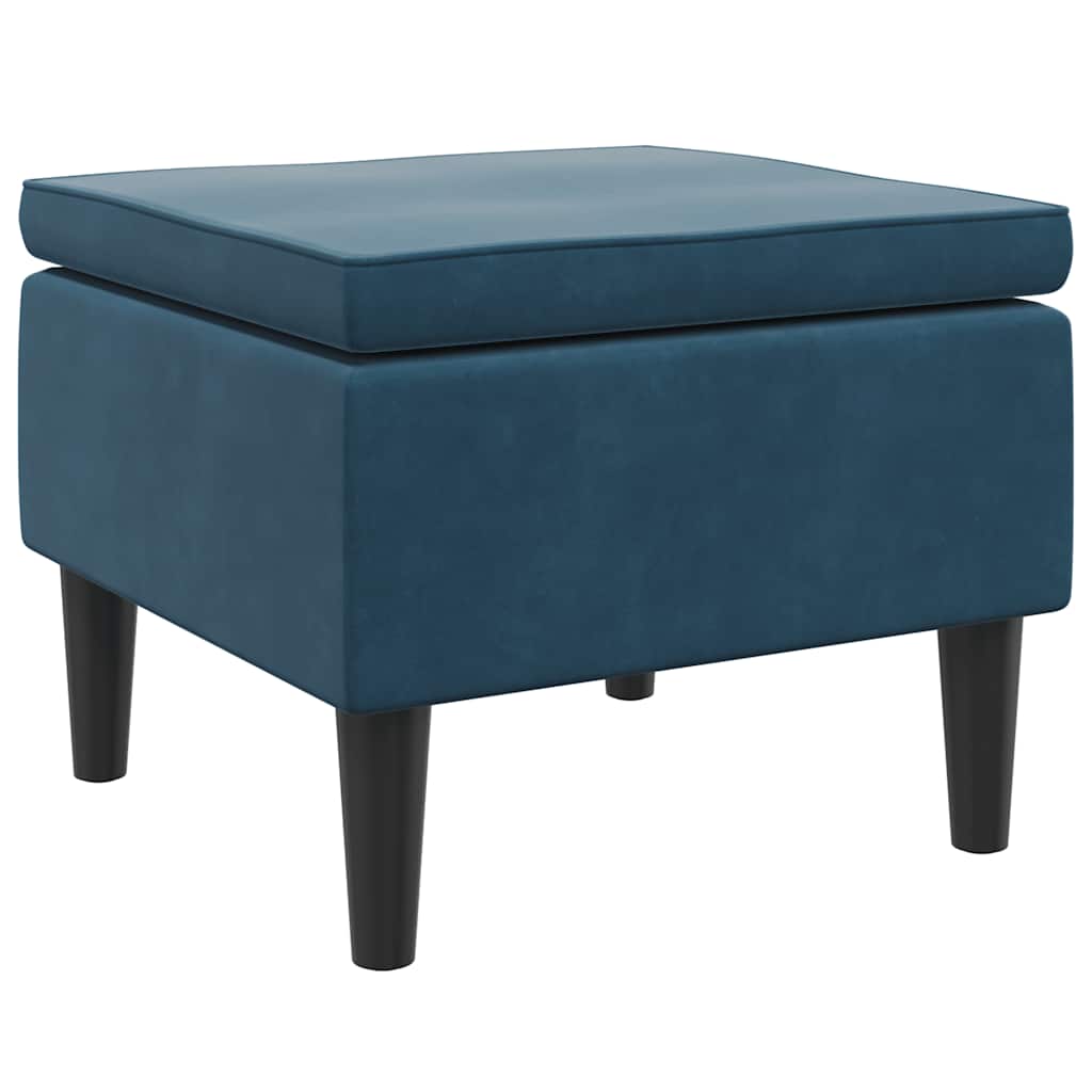Kruk met houten poten fluweel blauw – afbeelding 2