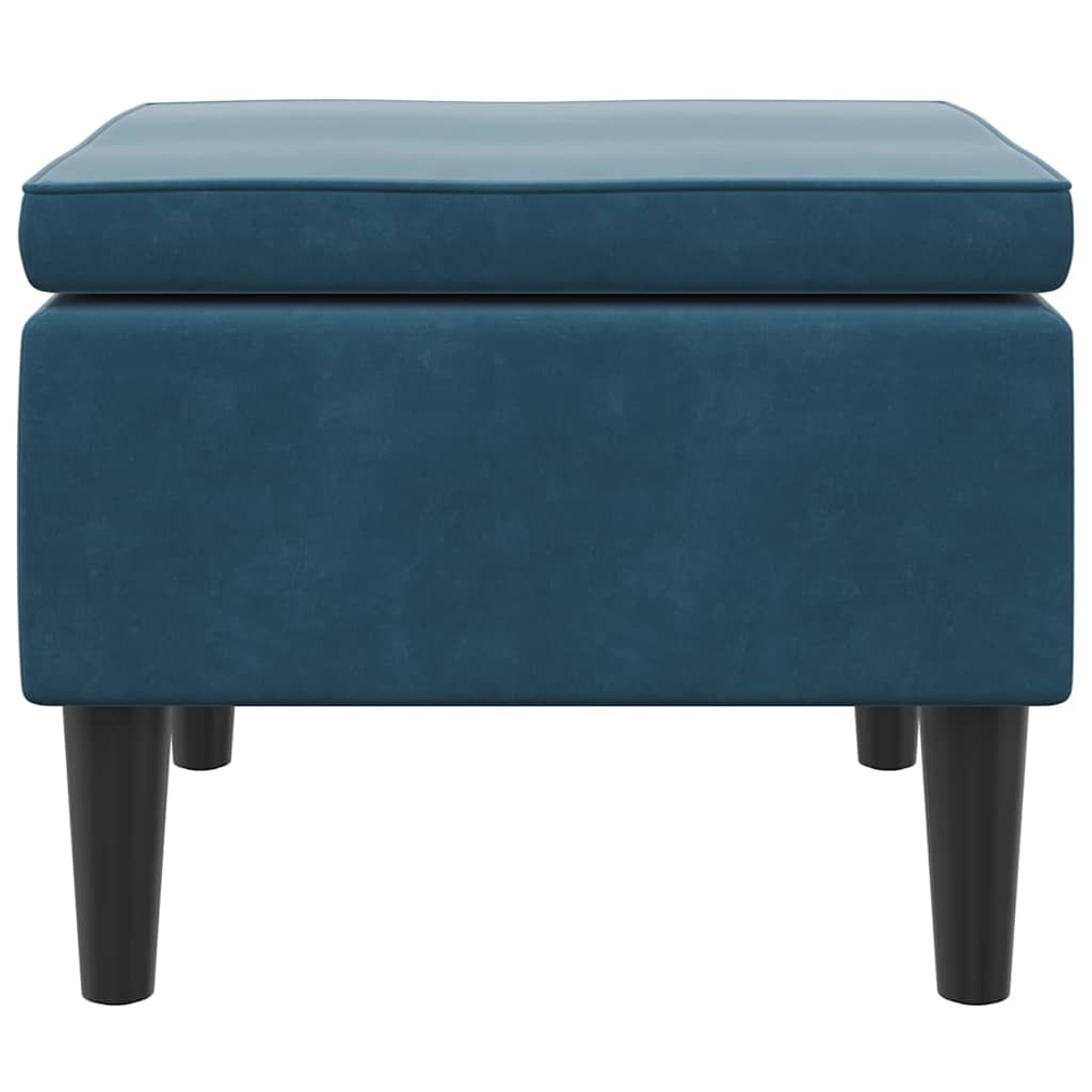 Kruk met houten poten fluweel blauw – afbeelding 3