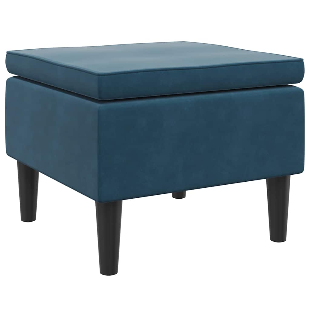 Kruk met houten poten fluweel blauw – afbeelding 4