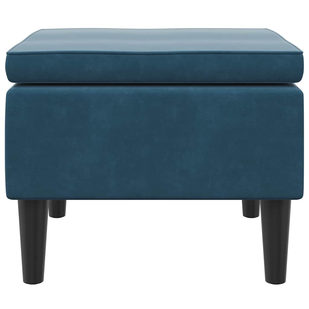 Kruk met houten poten fluweel blauw – afbeelding 5