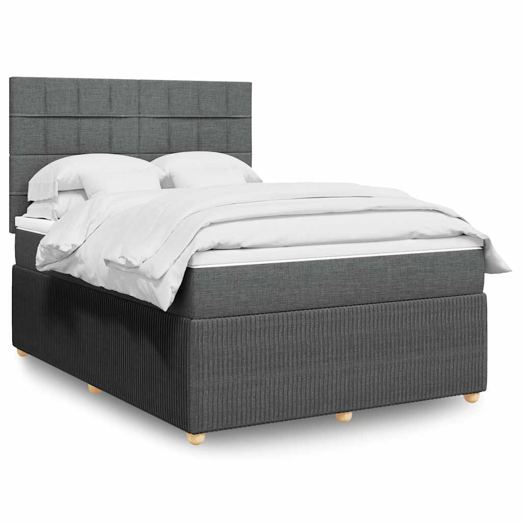 Boxspring met matras stof donkergrijs 140x190 cm – afbeelding 1