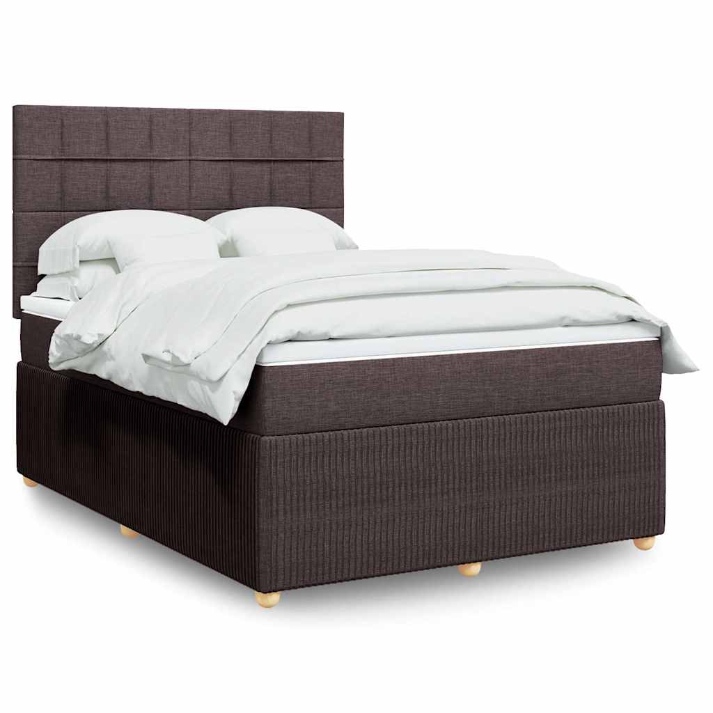 Boxspring met matras stof donkerbruin 140x190 cm – afbeelding 1