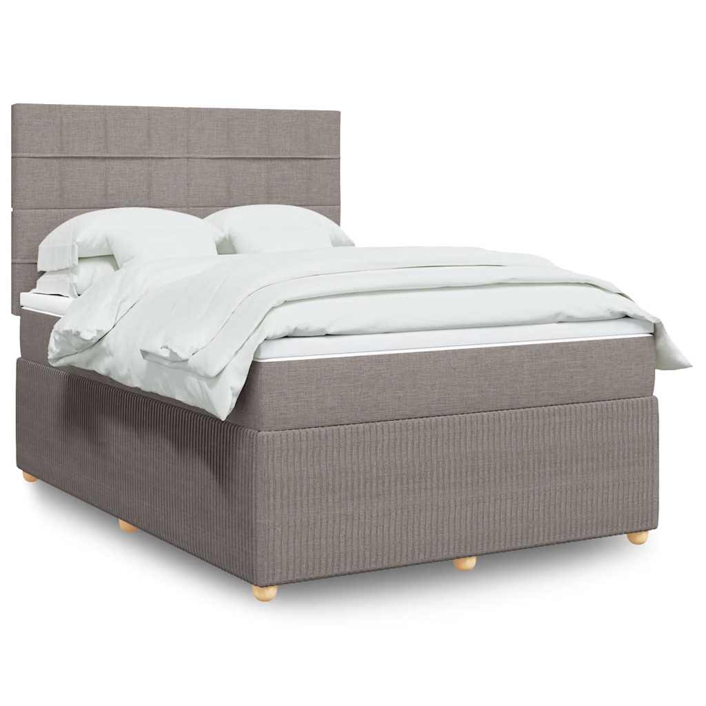 Boxspring met matras stof taupe 140x190 cm – afbeelding 1