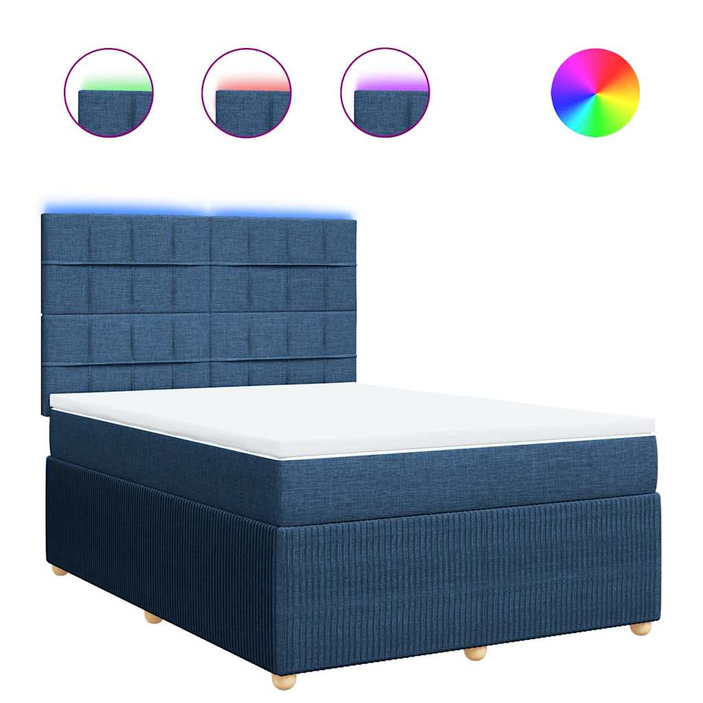 Boxspring met matras stof blauw 140x190 cm – afbeelding 2