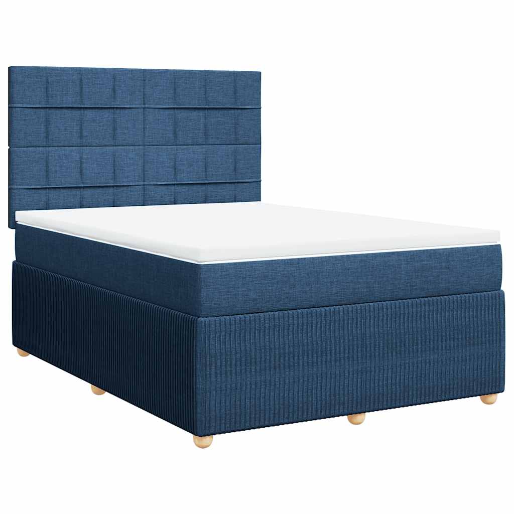 Boxspring met matras stof blauw 140x190 cm – afbeelding 3