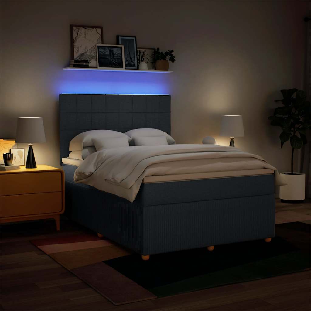 Boxspring met matras stof blauw 140x190 cm – afbeelding 4