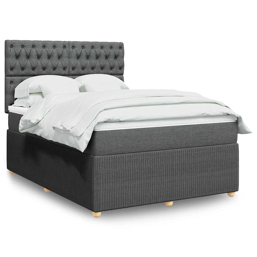 Boxspring met matras stof donkergrijs 140x190 cm – afbeelding 1