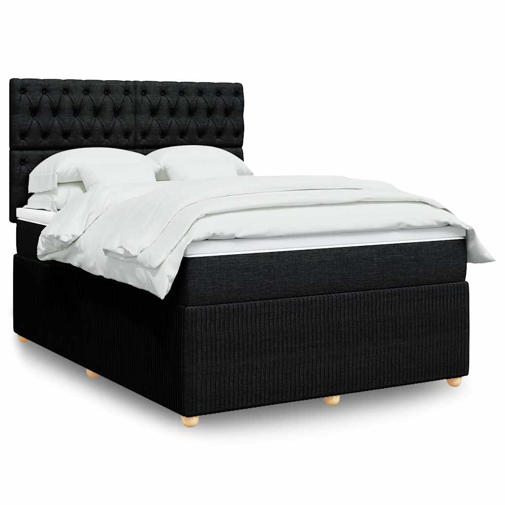 Boxspring met matras stof zwart 140x190 cm – afbeelding 1