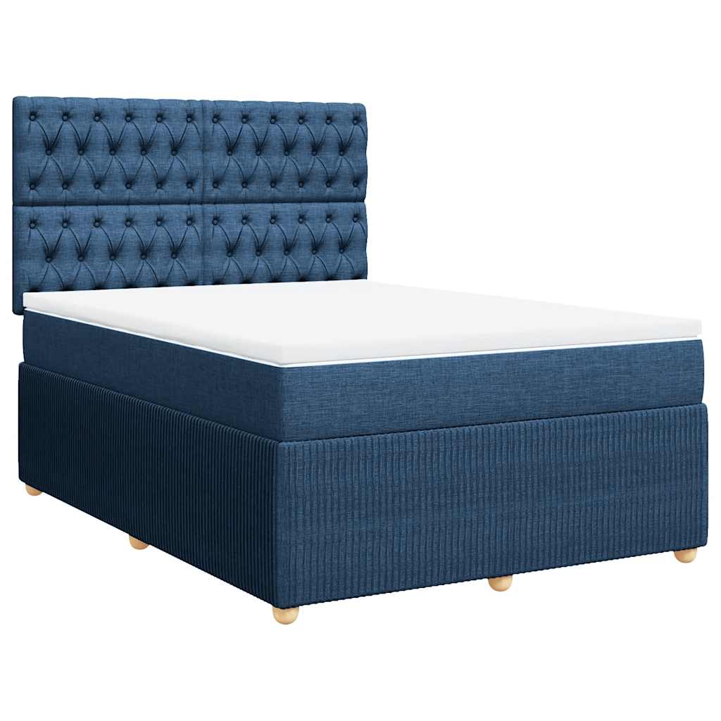 Boxspring met matras stof blauw 140x190 cm – afbeelding 3