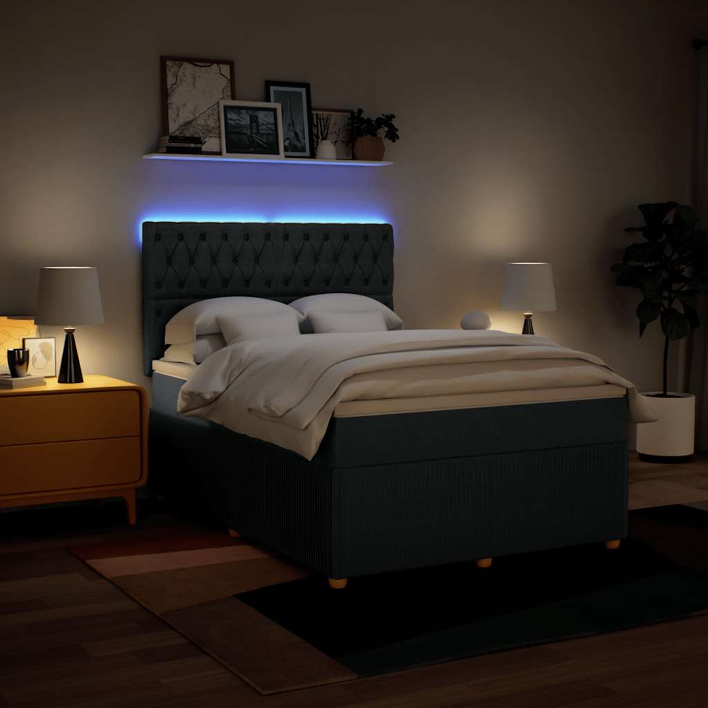 Boxspring met matras stof blauw 140x190 cm – afbeelding 4