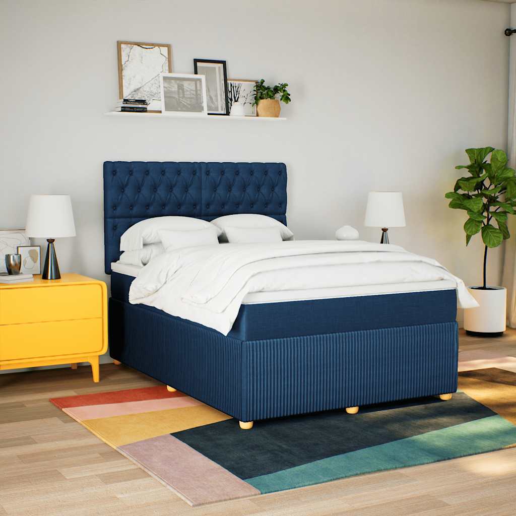 Boxspring met matras stof blauw 140x190 cm – afbeelding 5