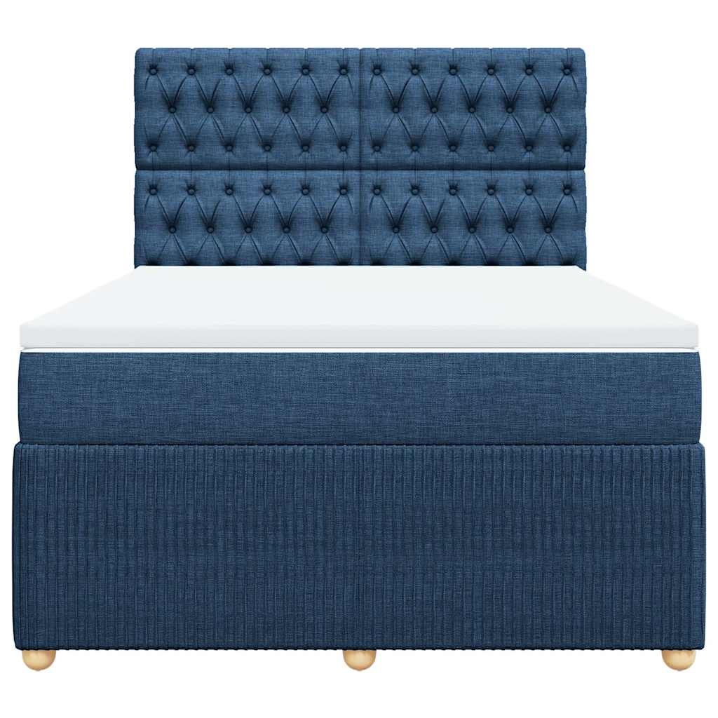 Boxspring met matras stof blauw 140x190 cm – afbeelding 6