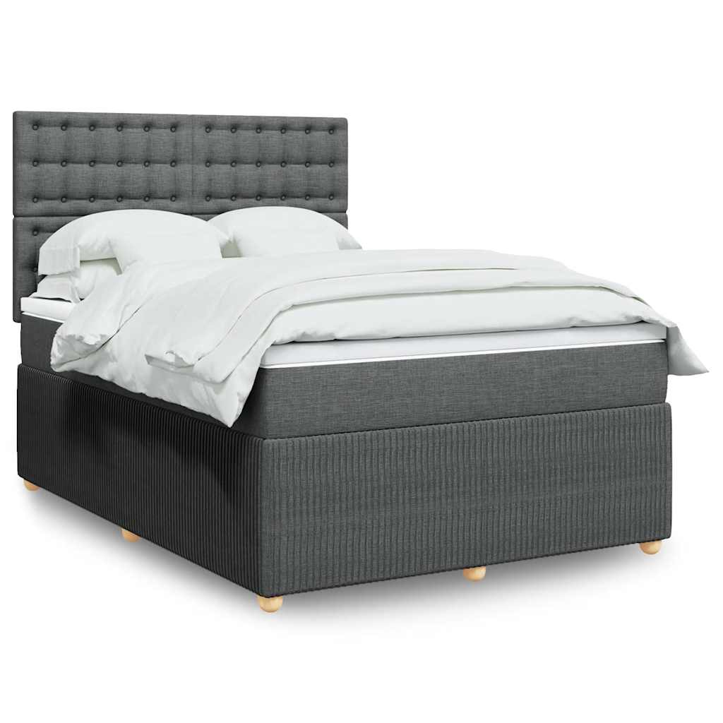 Boxspring met matras stof donkergrijs 140x190 cm – afbeelding 1