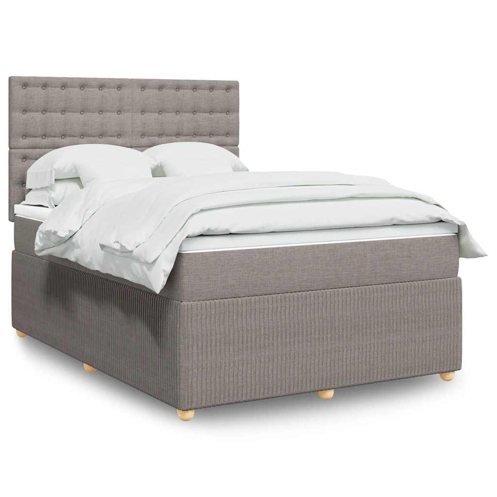 Boxspring met matras stof taupe 140x190 cm – afbeelding 1