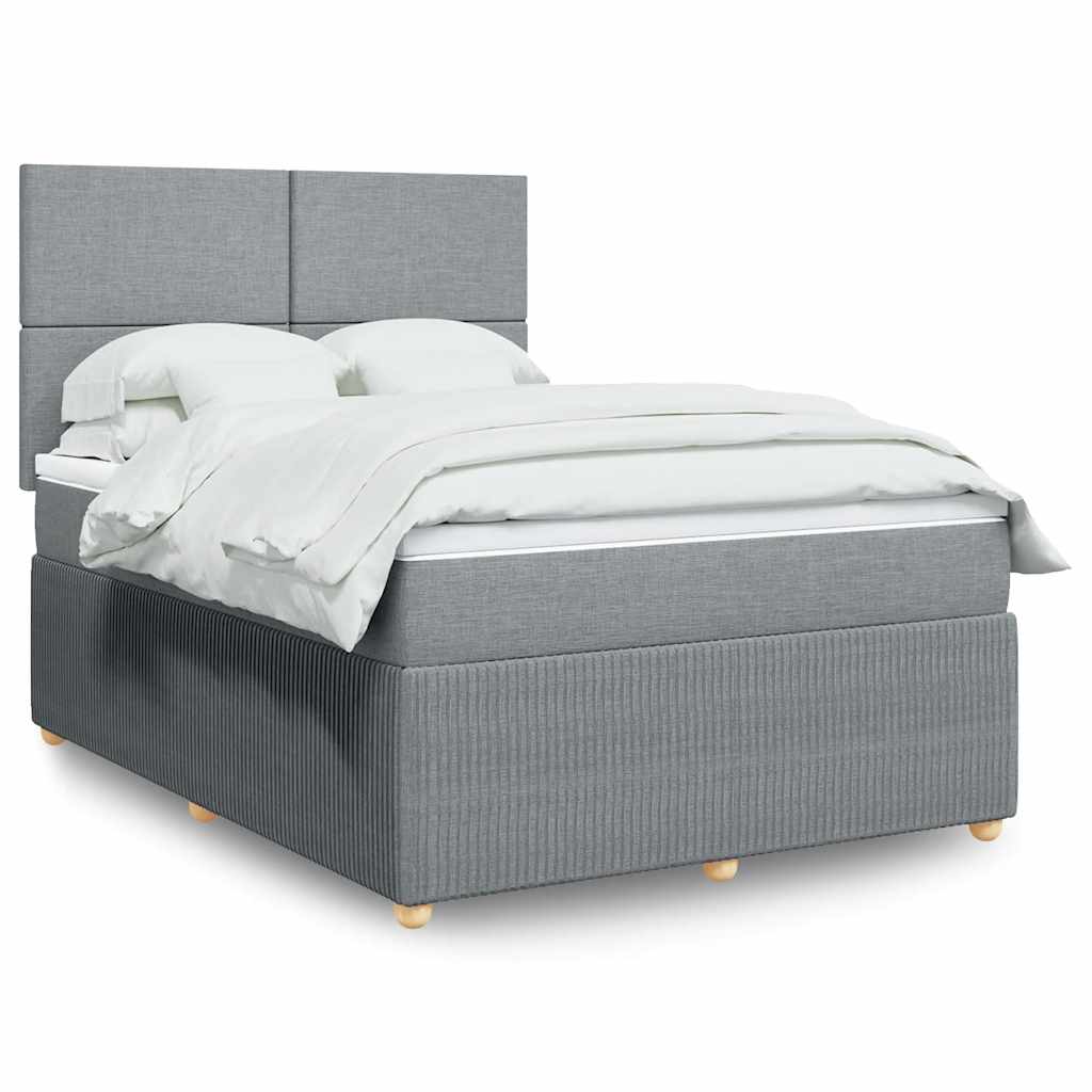 Boxspring met matras stof lichtgrijs 140x200 cm – afbeelding 1