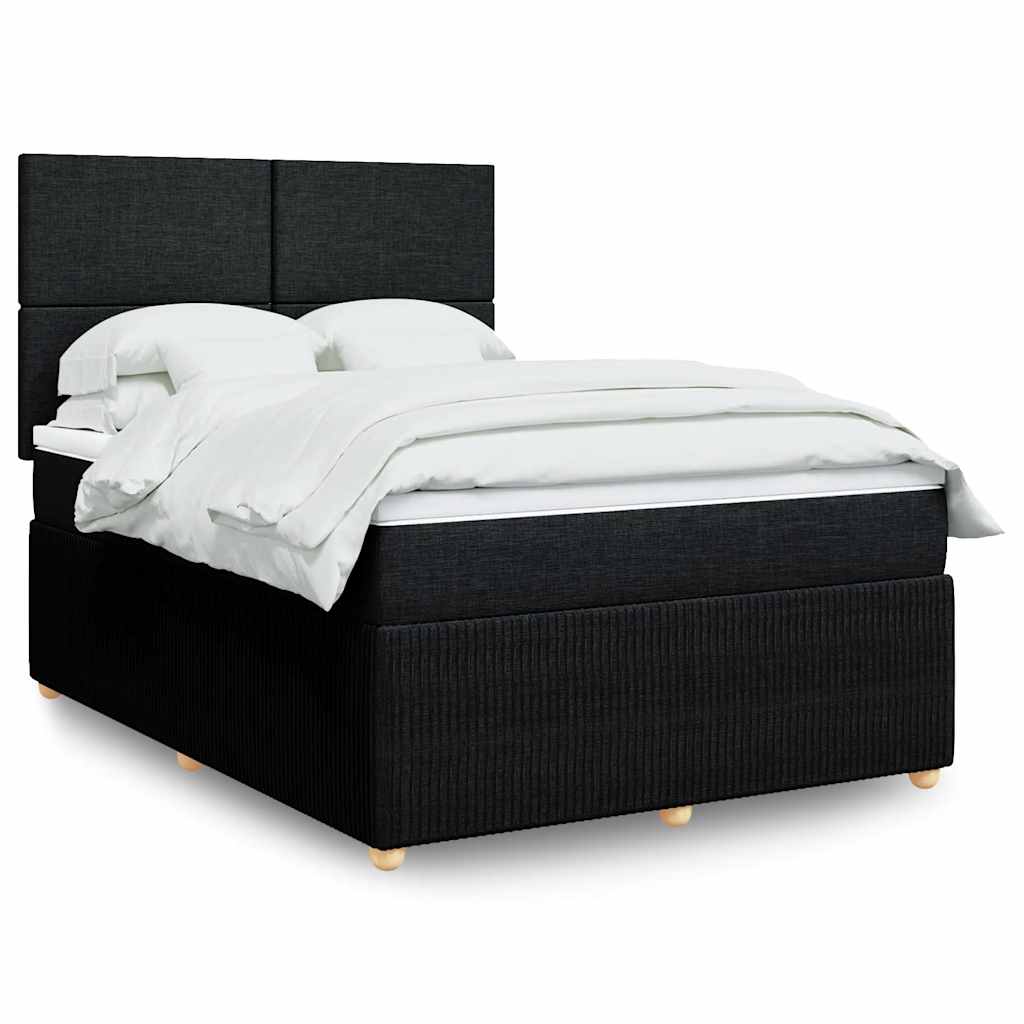 Boxspring met matras stof zwart 140x200 cm – afbeelding 1