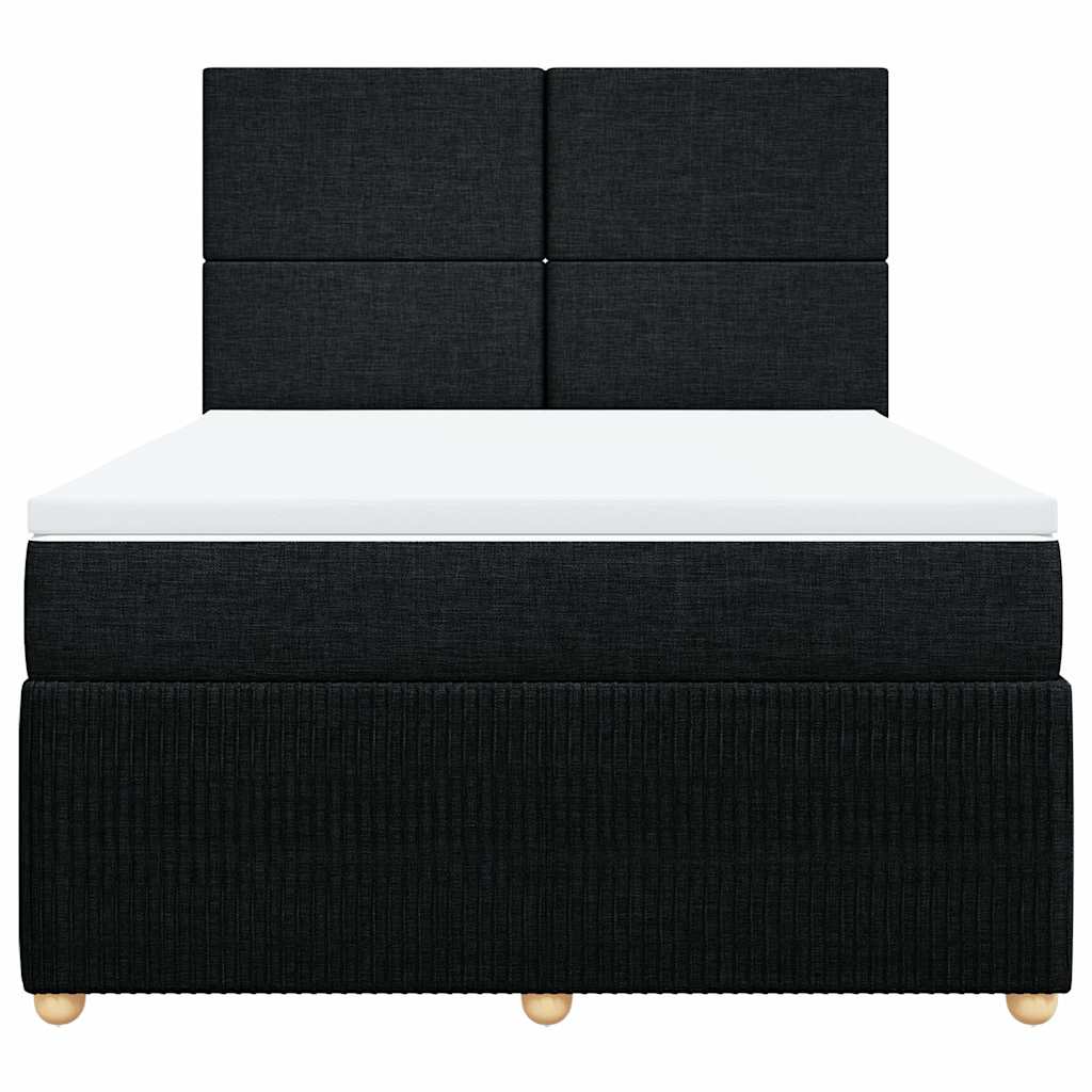 Boxspring met matras stof zwart 140x200 cm – afbeelding 6