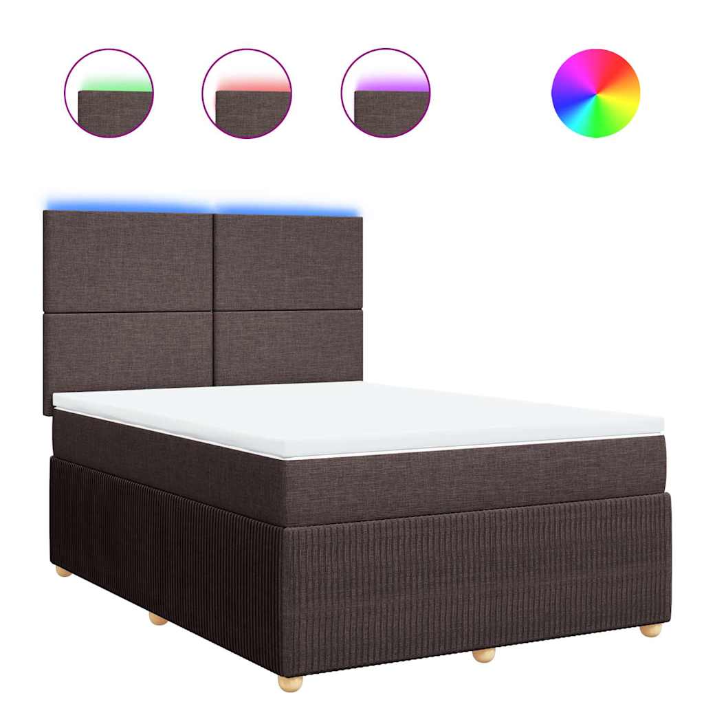 Boxspring met matras stof donkerbruin 140x200 cm – afbeelding 2