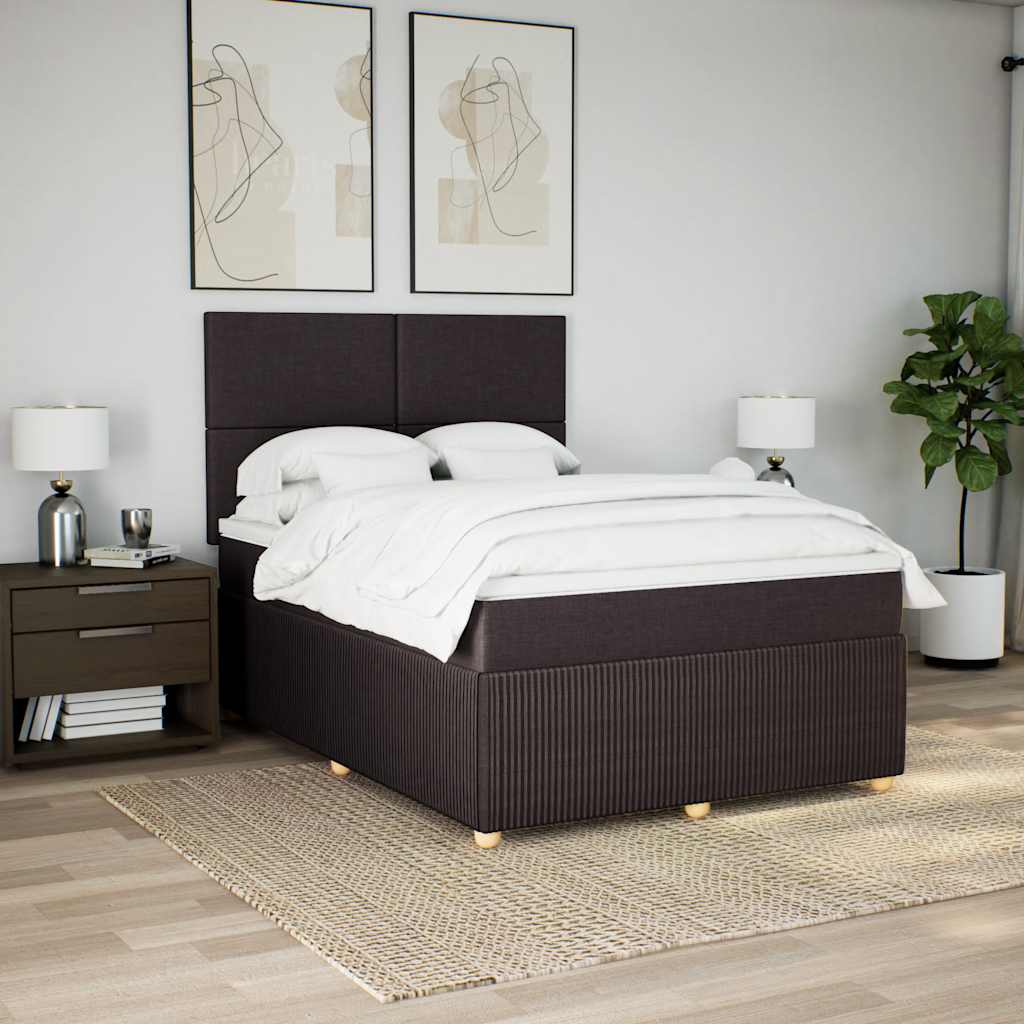 Boxspring met matras stof donkerbruin 140x200 cm – afbeelding 5