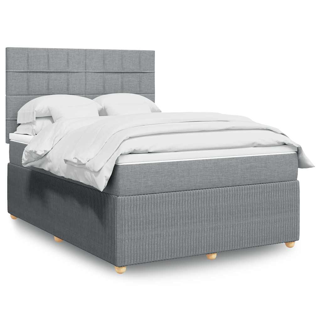 Boxspring met matras stof lichtgrijs 140x200 cm – afbeelding 1