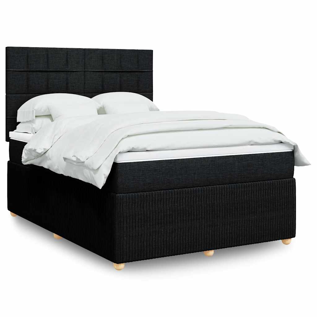 Boxspring met matras stof zwart 140x200 cm – afbeelding 1
