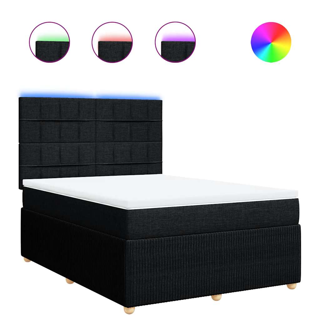 Boxspring met matras stof zwart 140x200 cm – afbeelding 2