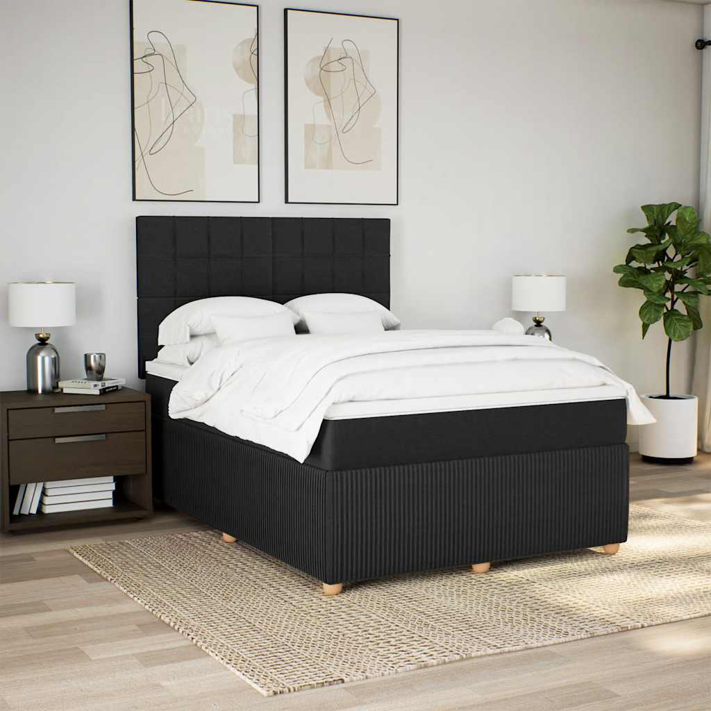 Boxspring met matras stof zwart 140x200 cm – afbeelding 5